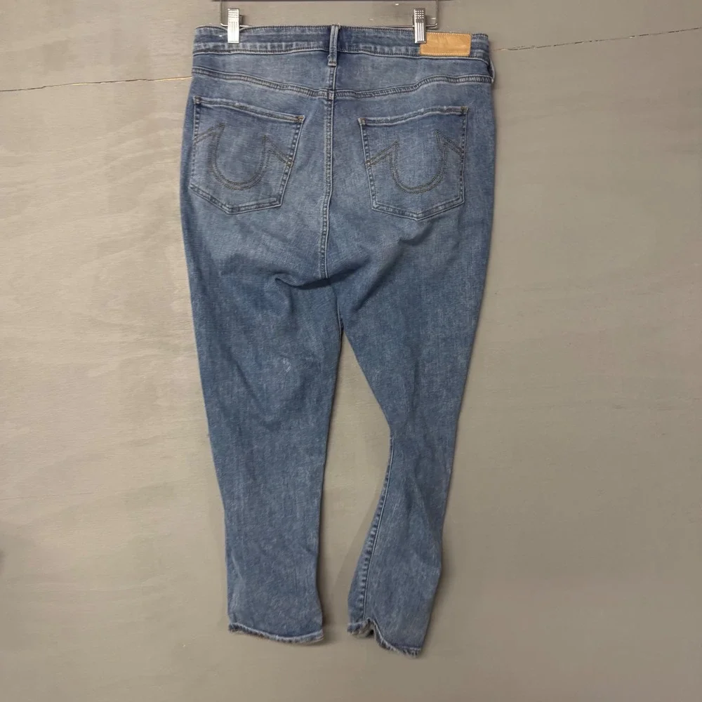 True‎ Religion Halle Skinny Jeans Mens 36W Medium Wash Blue Horseshoe Stitching